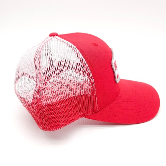 Richardson Sports 112 PM Mesh Snapback Trucker Hat Baseball Patch Cap Red White - Picture 4 of 7